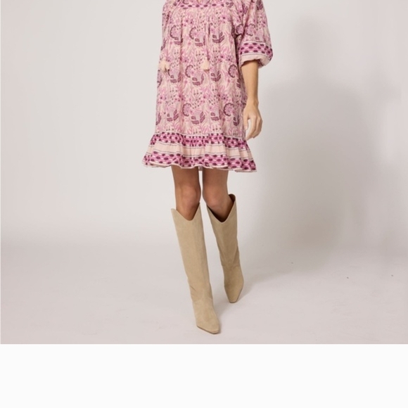 Pink Patterned Women's Dress - Picture 2 of 3